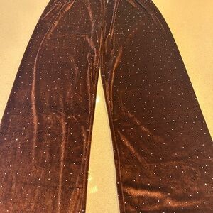 Elegant Brown Polka Dot Women's Pants